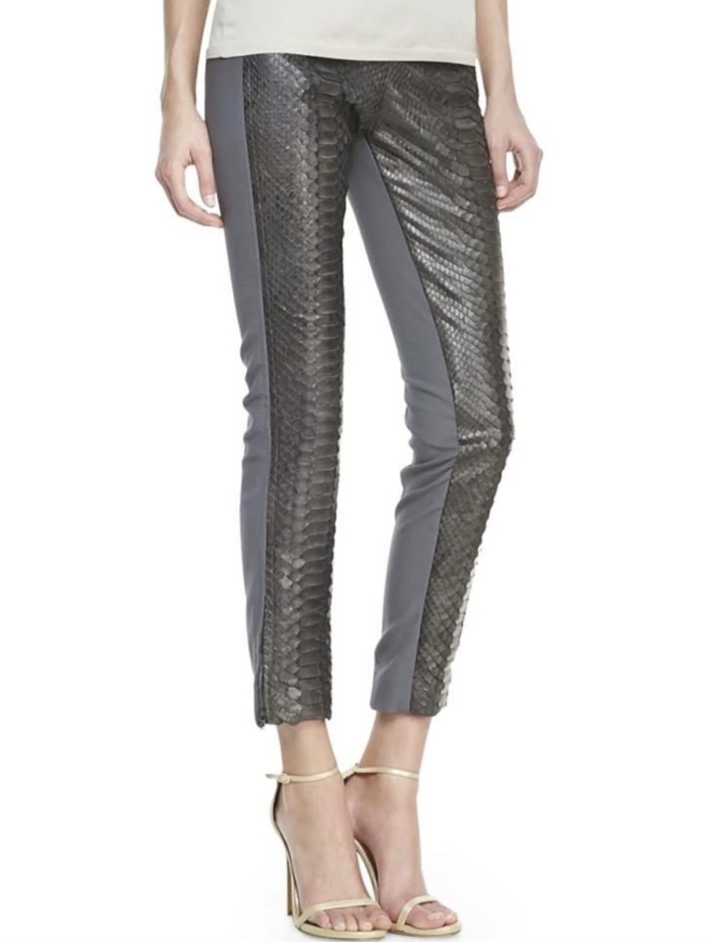 KaufmanFranco Genuine Python Front Cropped Pants Gray Size 2 / 38